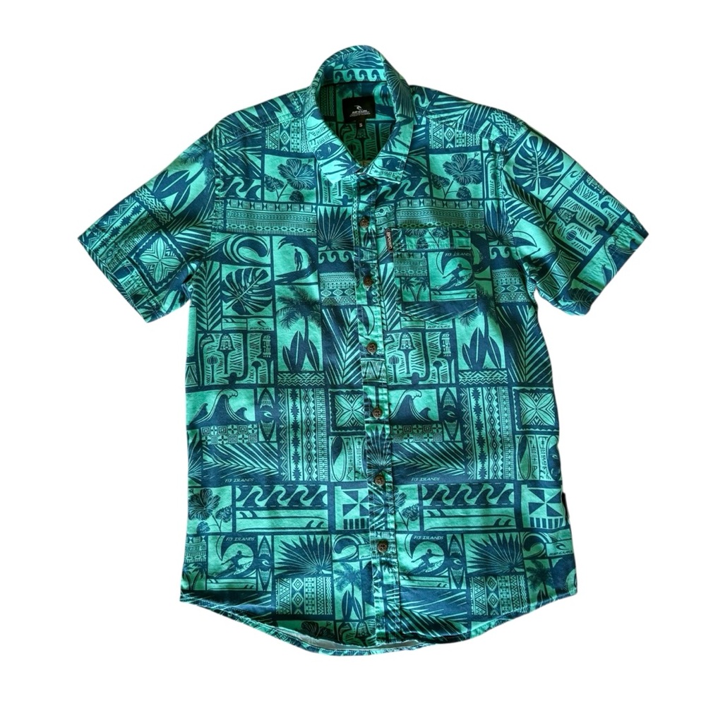 Rip Curl Fiji Islands surfer Short Sleeve Button Down Shirt
